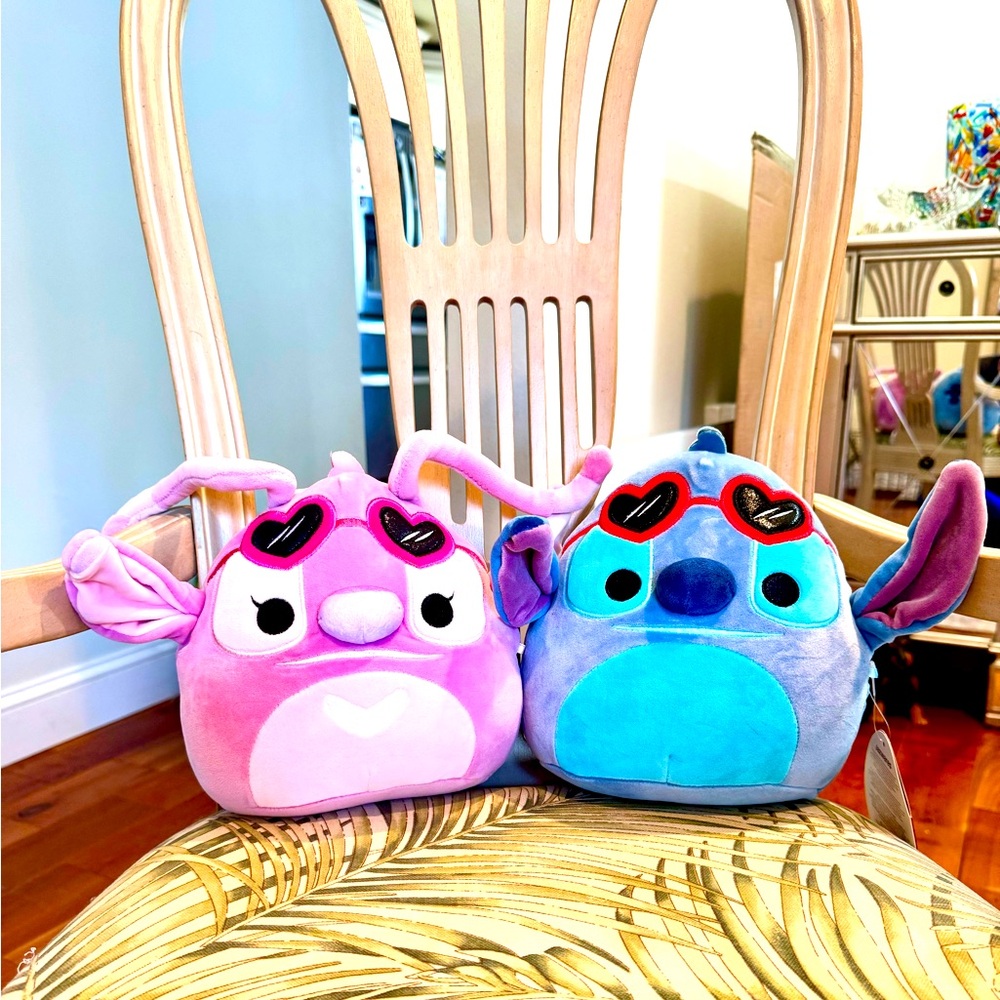*NEW* DISNEY SQUISHMALLOW PINK ANGEL & BLUE STITCH PLUSH SET - Picture 2 of 9